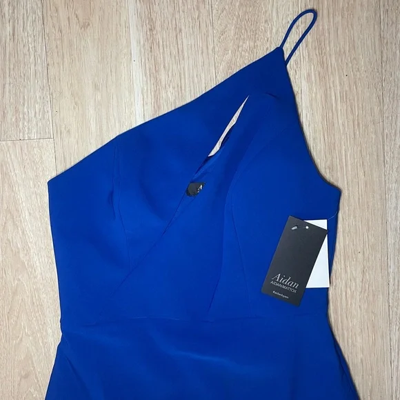NWT Aidan Mattox Vibrant Blue One-Shoulder Dress - Picture 5 of 7